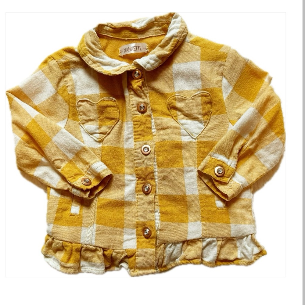 Nanette Baby Yellow and White Plaid Ruffle Hem Jacket